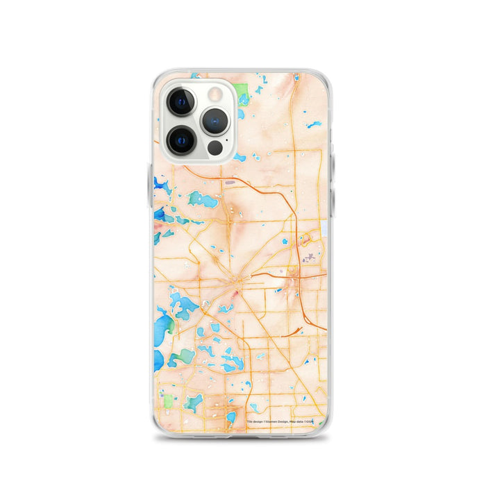Custom Pontiac Michigan Map iPhone 12 Pro Phone Case in Watercolor