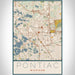 Pontiac Michigan Map Print Portrait Orientation in Woodblock Style With Shaded Background