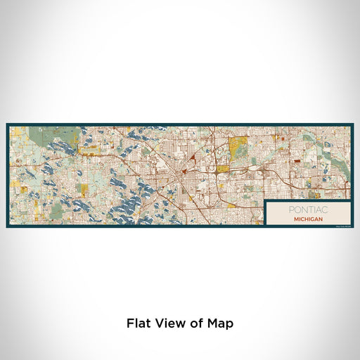 Flat View of Map Custom Pontiac Michigan Map Enamel Mug in Woodblock