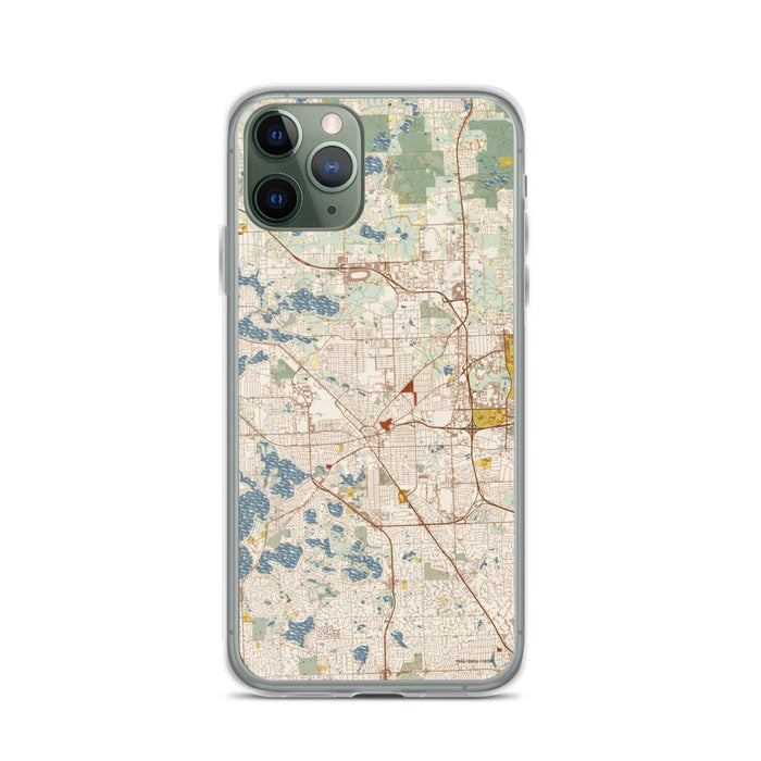 Custom Pontiac Michigan Map Phone Case in Woodblock