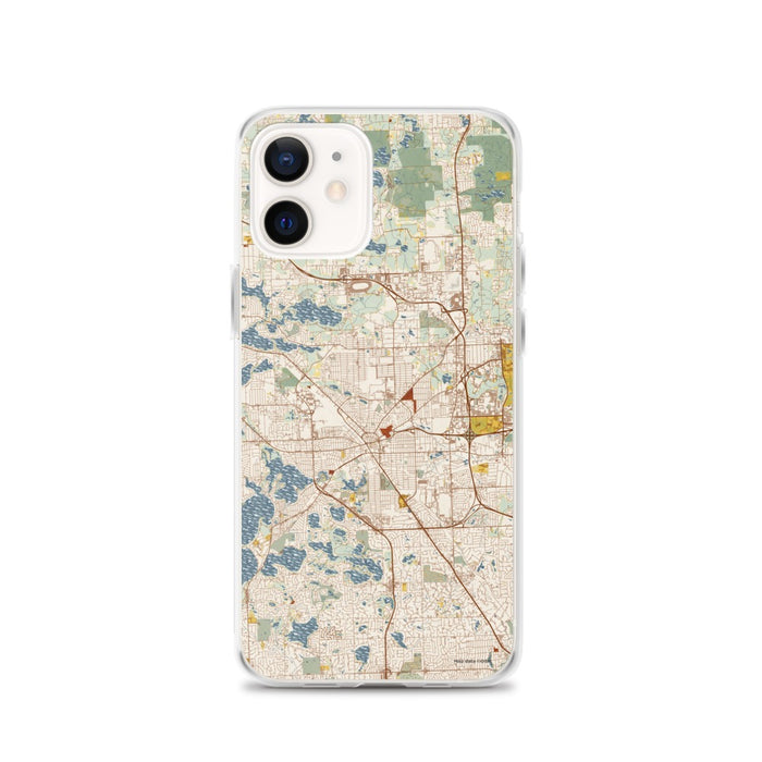 Custom Pontiac Michigan Map iPhone 12 Phone Case in Woodblock