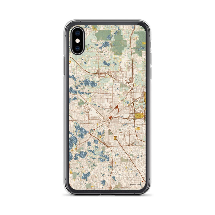 Custom Pontiac Michigan Map Phone Case in Woodblock
