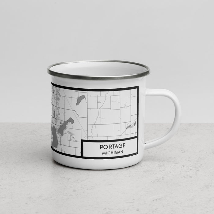 Right View Custom Portage Michigan Map Enamel Mug in Classic