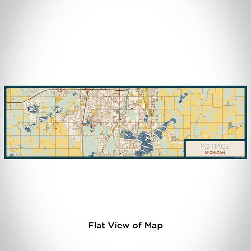 Flat View of Map Custom Portage Michigan Map Enamel Mug in Woodblock