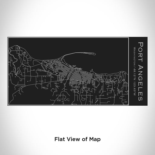 Rendered View of Port Angeles Washington Map Engraving on 17oz Stainless Steel Insulated Cola Bottle in Black