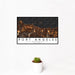 12x18 Port Angeles Washington Map Print Landscape Orientation in Ember Style With Small Cactus Plant in White Planter