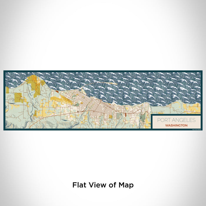 Flat View of Map Custom Port Angeles Washington Map Enamel Mug in Woodblock
