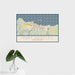 16x24 Port Angeles Washington Map Print Landscape Orientation in Woodblock Style With Tropical Plant Leaves in Water