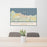 24x36 Port Angeles Washington Map Print Landscape Orientation in Woodblock Style Behind 2 Chairs Table and Potted Plant