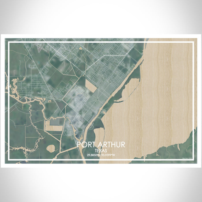 Port Arthur Texas Map Print Landscape Orientation in Afternoon Style With Shaded Background