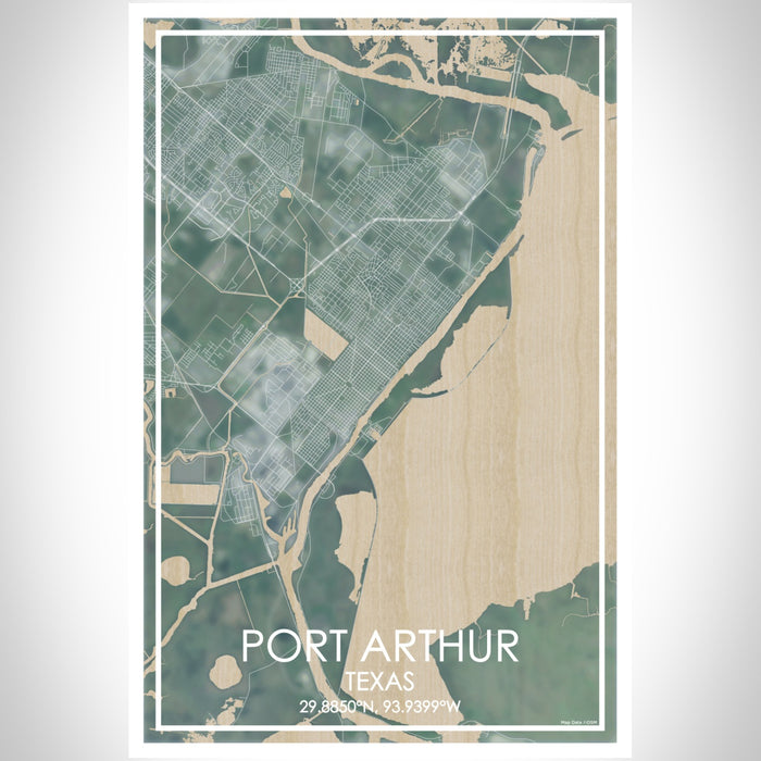 Port Arthur Texas Map Print Portrait Orientation in Afternoon Style With Shaded Background