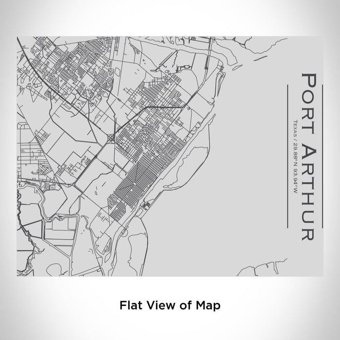 Rendered View of Port Arthur Texas Map Engraving on 20oz Stainless Steel Insulated Bottle with Bamboo Top