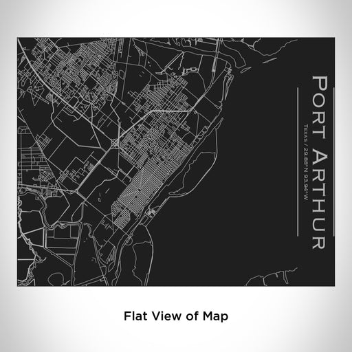 Rendered View of Port Arthur Texas Map Engraving on 20oz Stainless Steel Insulated Bottle with Bamboo Top in Black