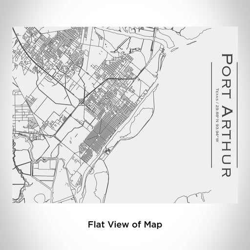 Rendered View of Port Arthur Texas Map Engraving on 20oz Stainless Steel Insulated Bottle with Bamboo Top in White