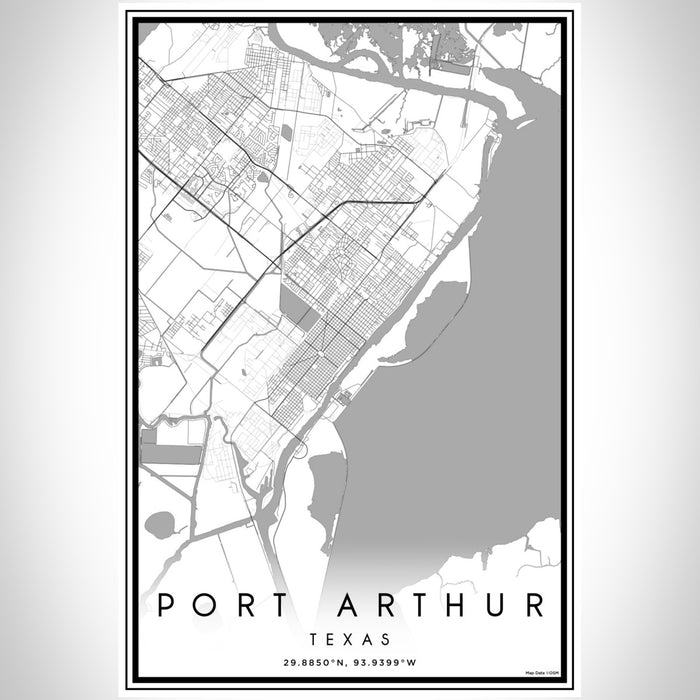 Port Arthur Texas Map Print Portrait Orientation in Classic Style With Shaded Background