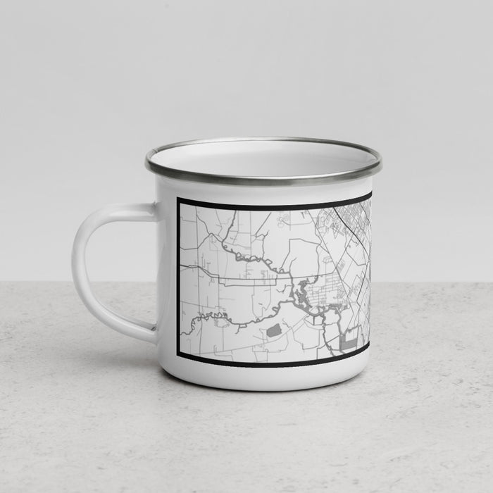 Left View Custom Port Arthur Texas Map Enamel Mug in Classic