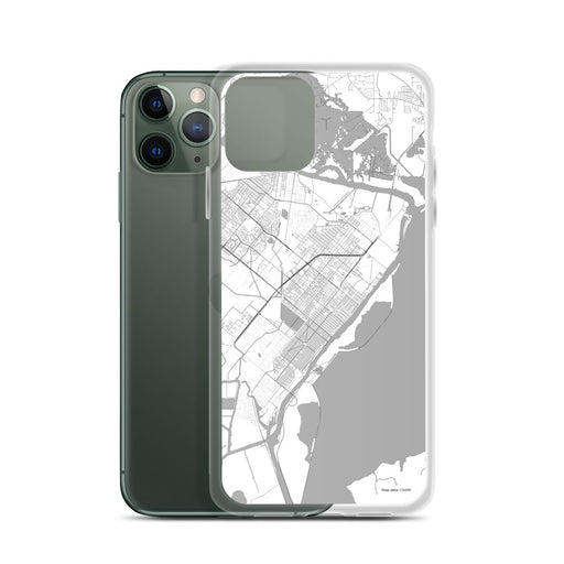 Custom Port Arthur Texas Map Phone Case in Classic on Table with Laptop and Plant