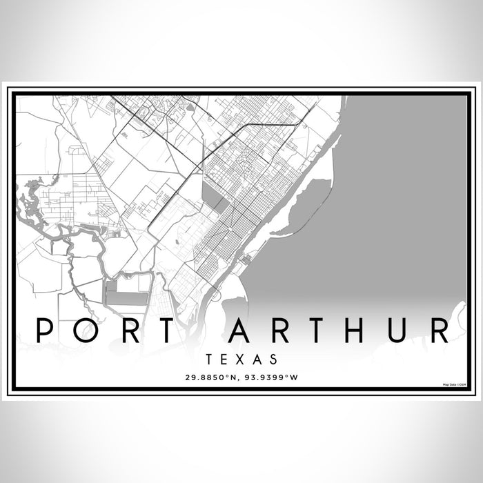 Port Arthur Texas Map Print Landscape Orientation in Classic Style With Shaded Background