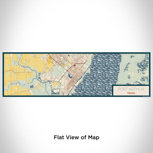 Flat View of Map Custom Port Arthur Texas Map Enamel Mug in Woodblock