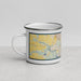 Left View Custom Port Arthur Texas Map Enamel Mug in Woodblock