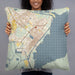 Person holding 22x22 Custom Port Arthur Texas Map Throw Pillow in Woodblock