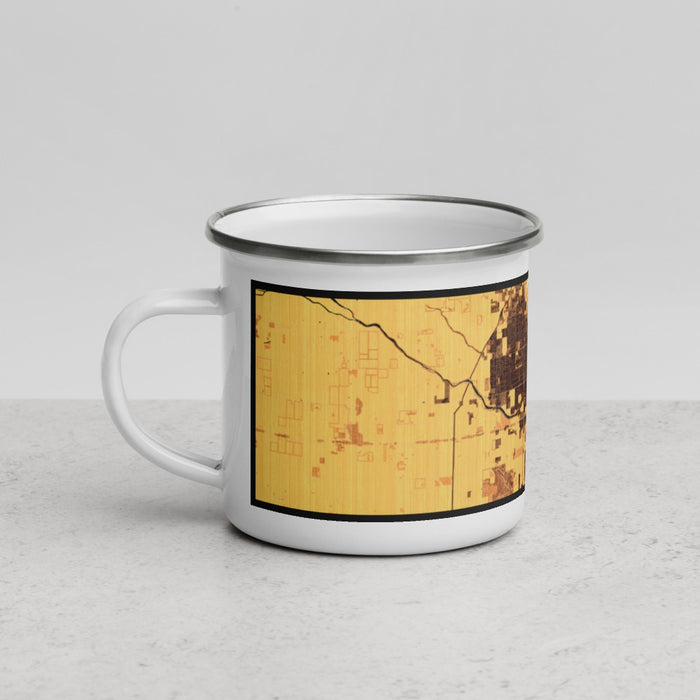Left View Custom Porterville California Map Enamel Mug in Ember