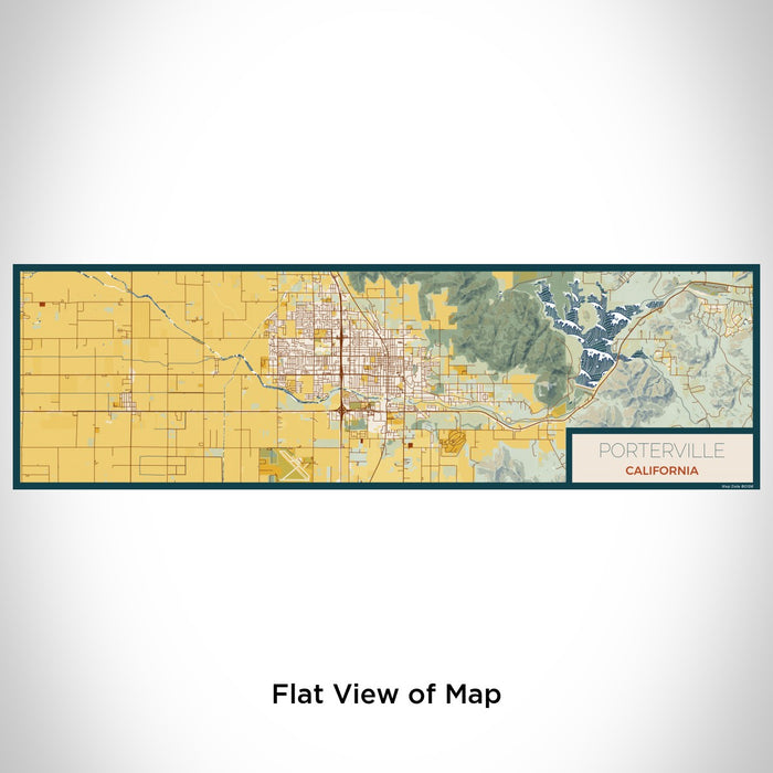 Flat View of Map Custom Porterville California Map Enamel Mug in Woodblock