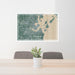 24x36 Portland Maine Map Print Lanscape Orientation in Afternoon Style Behind 2 Chairs Table and Potted Plant