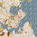 Portland Maine Map Print in Woodblock Style Zoomed In Close Up Showing Details