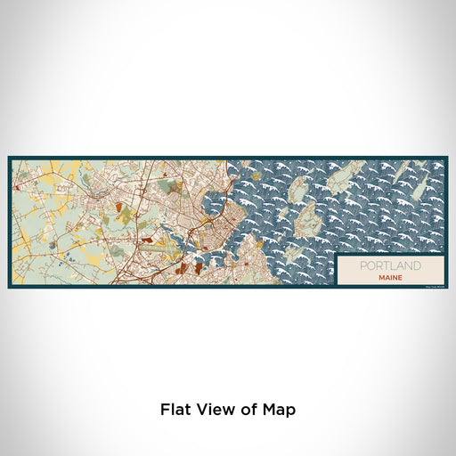 Flat View of Map Custom Portland Maine Map Enamel Mug in Woodblock
