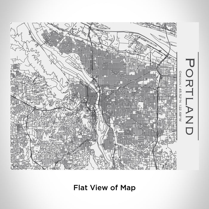 Rendered View of Portland Oregon Map Engraving on 20oz Stainless Steel Insulated Bottle with Bamboo Top in White
