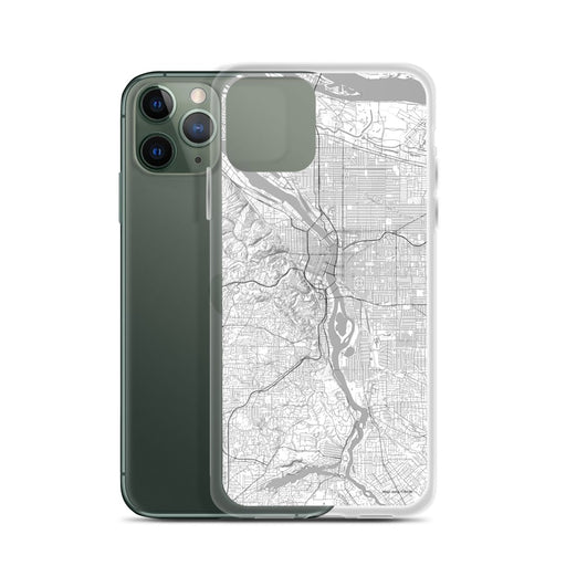 Custom Portland Oregon Map Phone Case in Classic on Table with Laptop and Plant