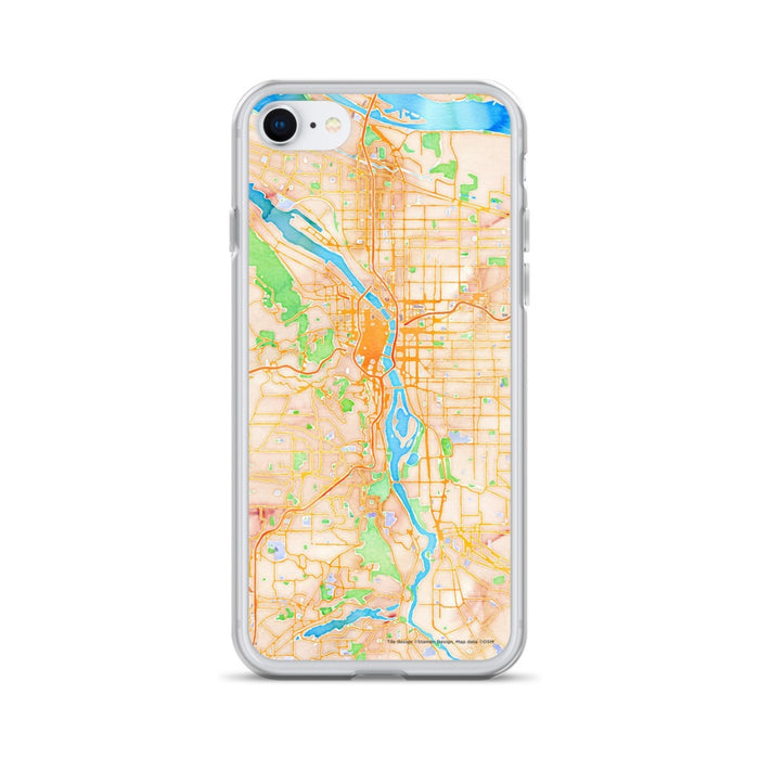 Custom Portland Oregon Map iPhone SE Phone Case in Watercolor