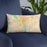 Custom Portland Oregon Map Throw Pillow in Watercolor on Blue Colored Chair