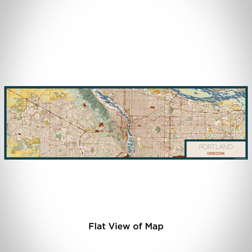 Flat View of Map Custom Portland Oregon Map Enamel Mug in Woodblock