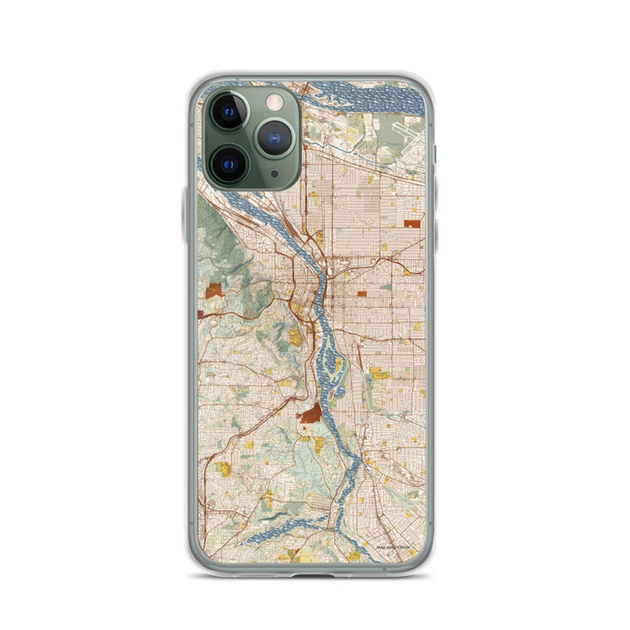Custom Portland Oregon Map Phone Case in Woodblock