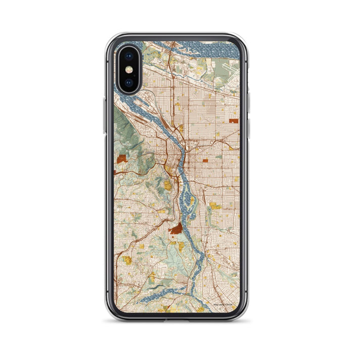 Custom Portland Oregon Map Phone Case in Woodblock