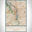 Portland Oregon Map Print Portrait Orientation in Woodblock Style With Shaded Background