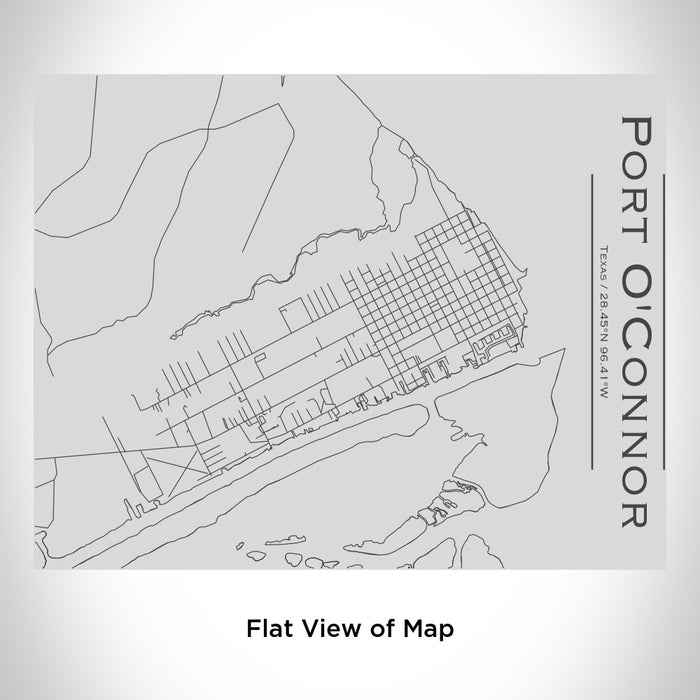 Rendered View of Port O'Connor Texas Map Engraving on 20oz Stainless Steel Insulated Bottle with Bamboo Top