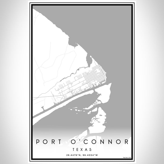 Port O'Connor Texas Map Print Portrait Orientation in Classic Style With Shaded Background