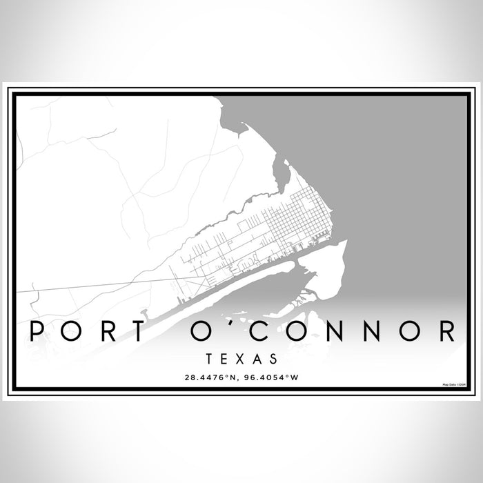 Port O'Connor Texas Map Print Landscape Orientation in Classic Style With Shaded Background