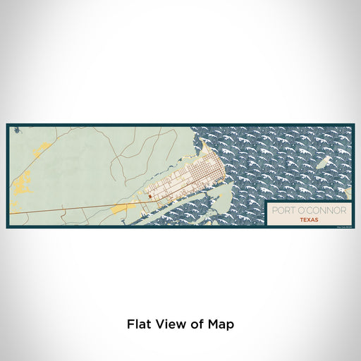 Flat View of Map Custom Port O'Connor Texas Map Enamel Mug in Woodblock