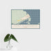 16x24 Port O'Connor Texas Map Print Landscape Orientation in Woodblock Style With Tropical Plant Leaves in Water