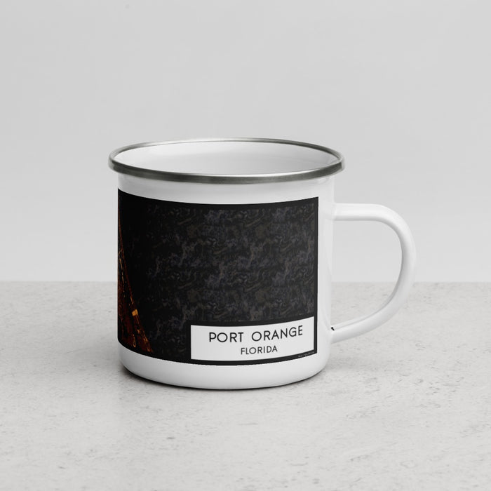 Right View Custom Port Orange Florida Map Enamel Mug in Ember