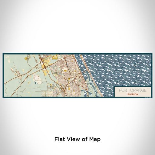 Flat View of Map Custom Port Orange Florida Map Enamel Mug in Woodblock