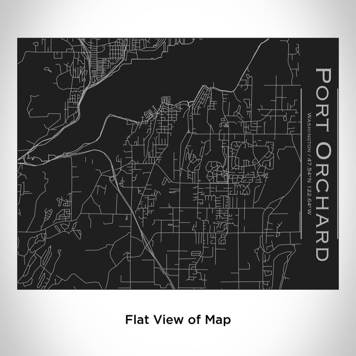 Rendered View of Port Orchard Washington Map Engraving on 20oz Stainless Steel Insulated Bottle with Bamboo Top in Black