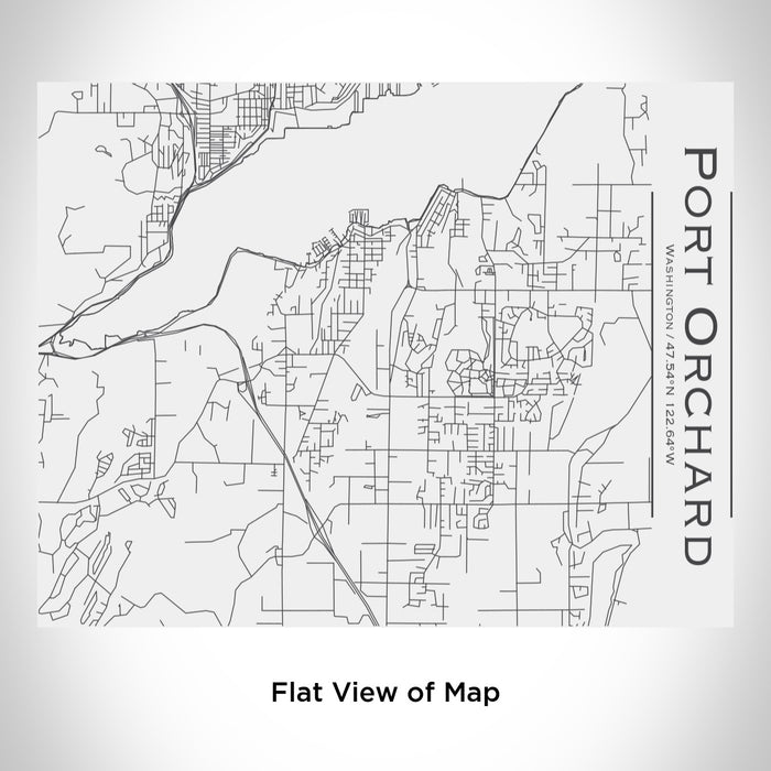 Rendered View of Port Orchard Washington Map Engraving on 20oz Stainless Steel Insulated Bottle with Bamboo Top in White