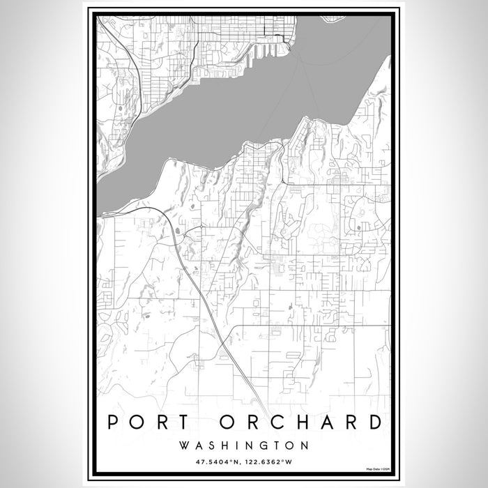Port Orchard Washington Map Print Portrait Orientation in Classic Style With Shaded Background