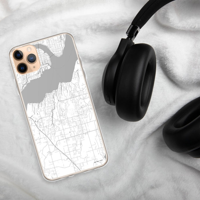 Custom Port Orchard Washington Map Phone Case in Classic on Table with Black Headphones