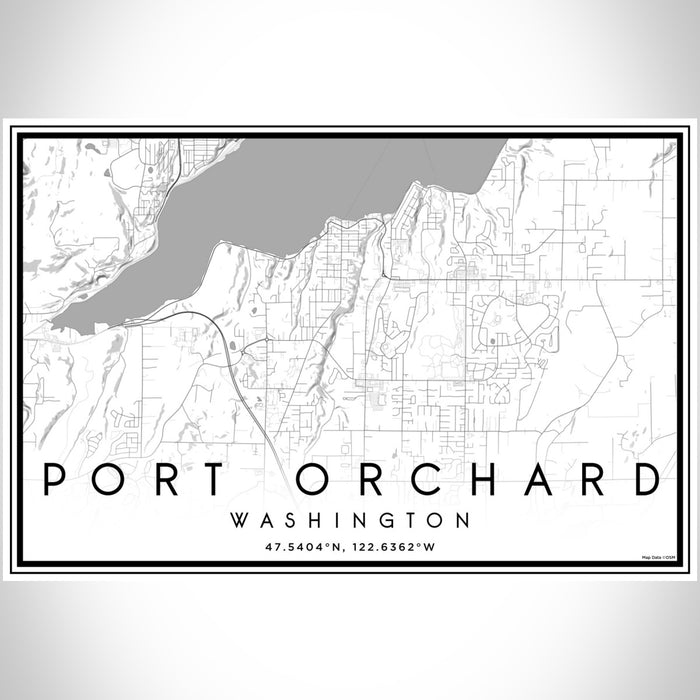 Port Orchard Washington Map Print Landscape Orientation in Classic Style With Shaded Background